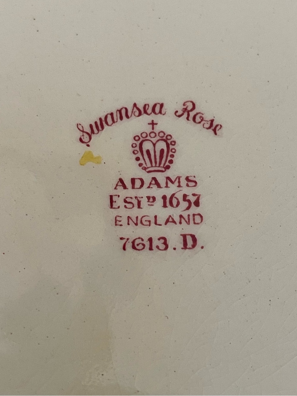 Vintage Adams China England Swansea Rose Plate - Signed J. Hackley - Picture 3 of 3